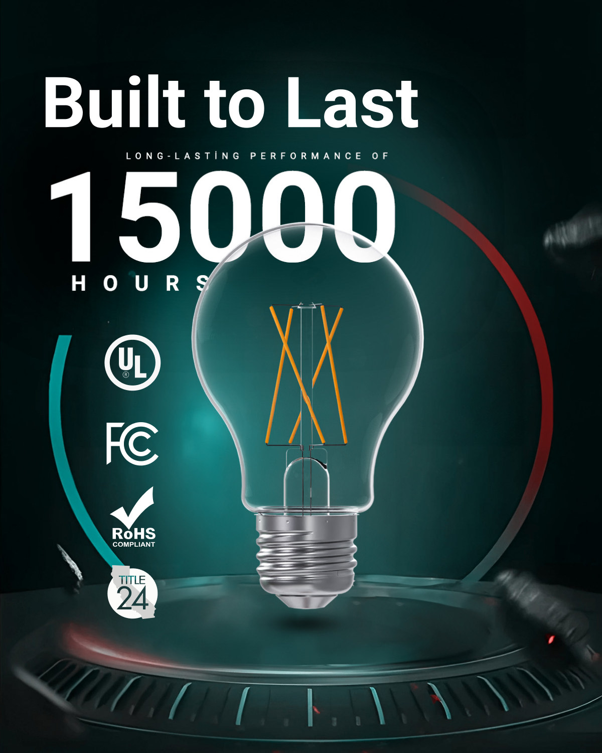 A19 LED Bulb, Filament, Dusk to Dawn Photocell, 9W, 850 Lumens