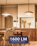 At 1600 Lumens, the bulb emits bright light that illuminates your indoor space all around.