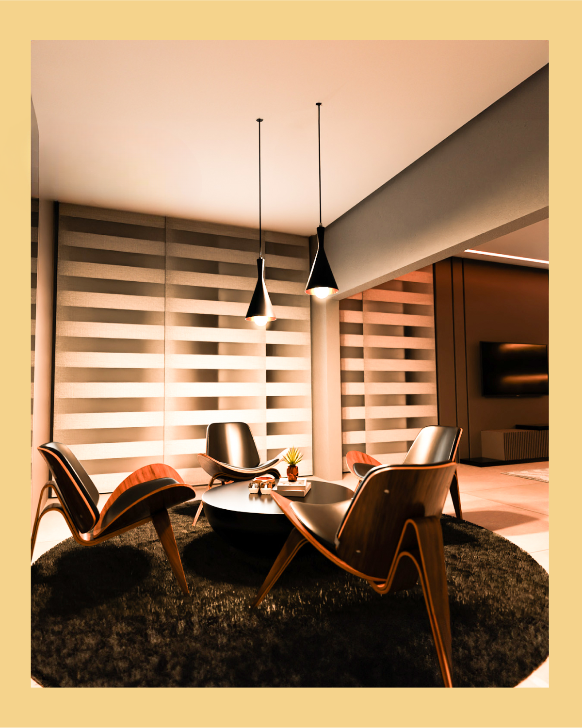 Create a cozy and inviting atmosphere with warm white lighting. Ideal for moments of resolution and comfort.