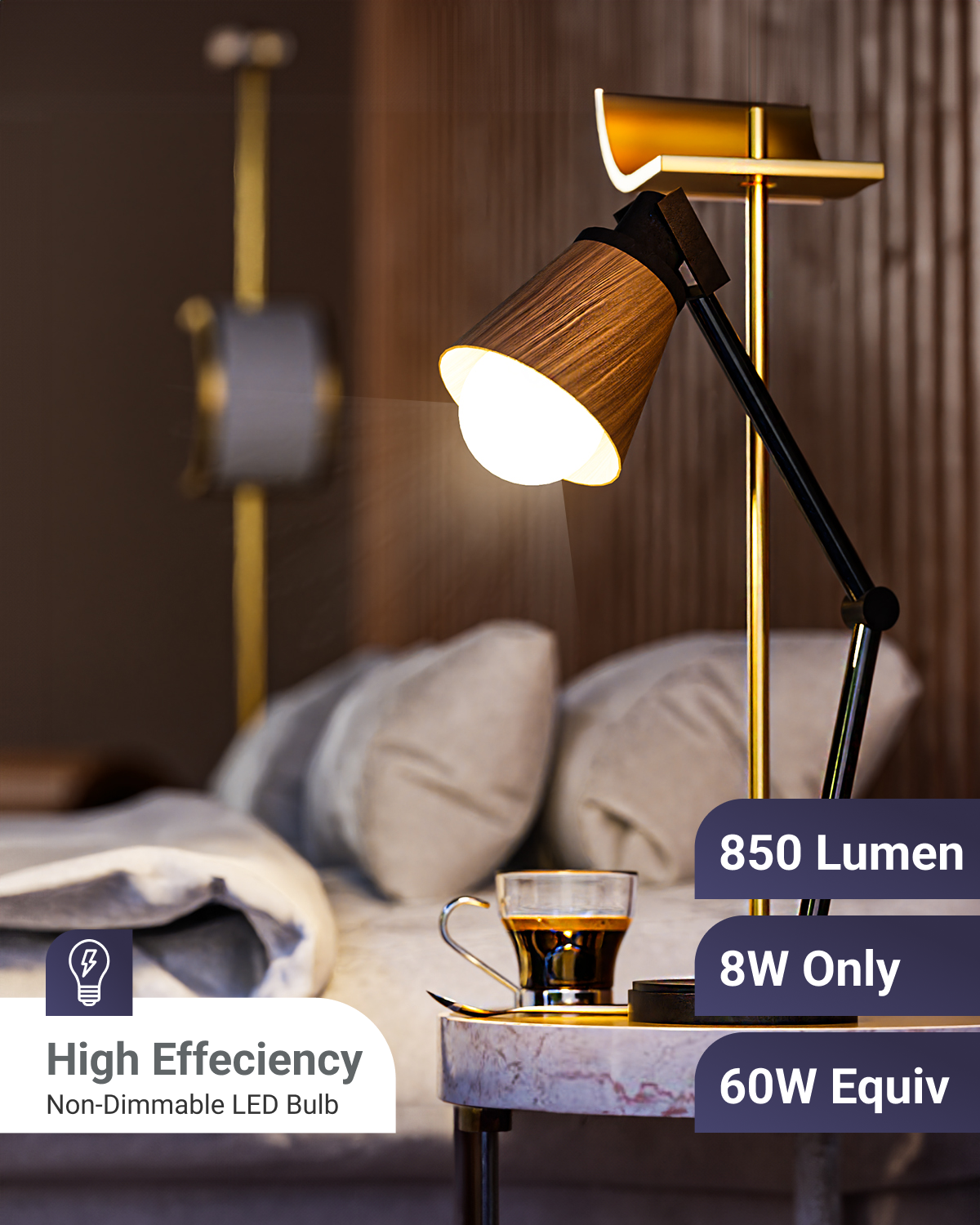 At 850 Lumens, the bulb emits bright light that illuminates your indoor space all around.