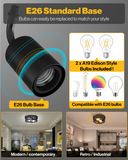 Includes three E26 sockets and A19 bulbs, which help to fill wide areas with bright light.