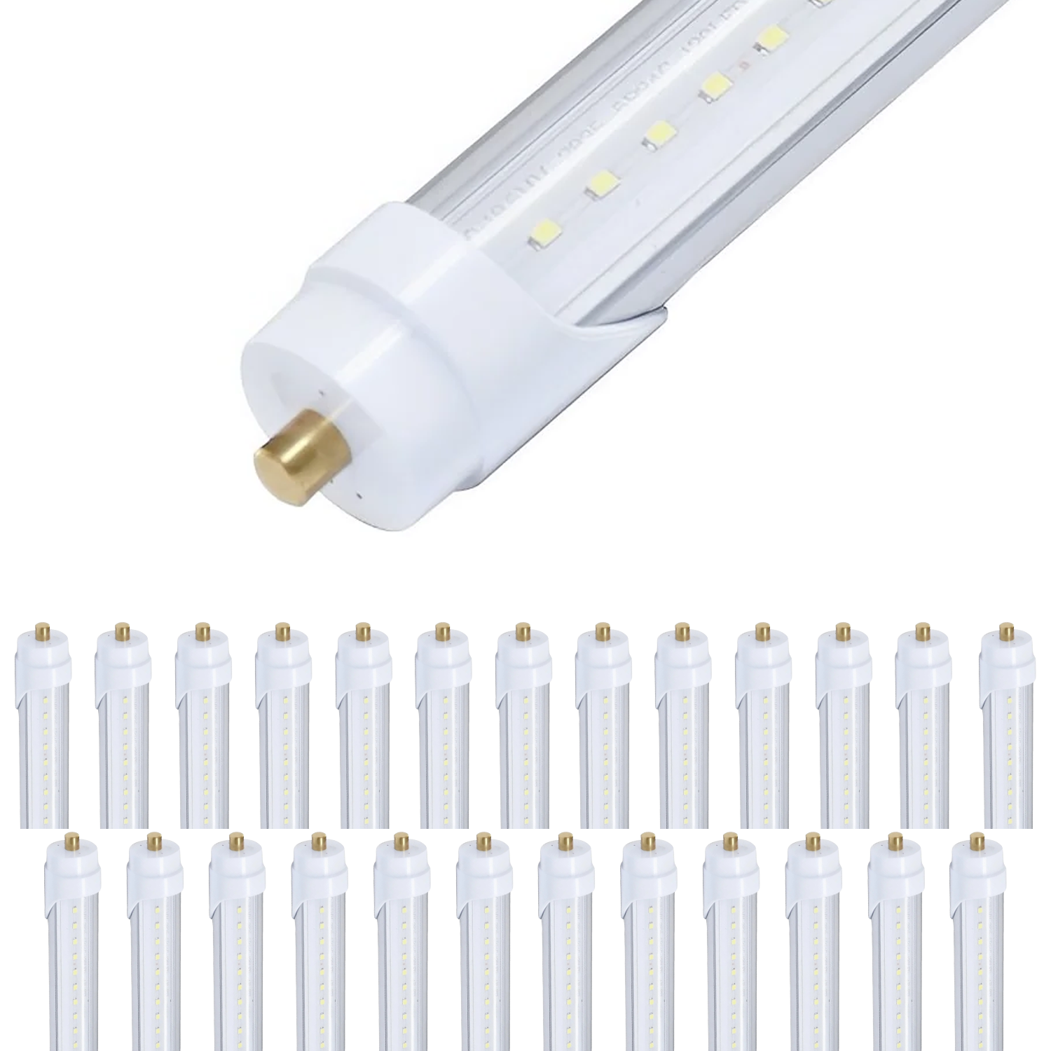 T8 LED Tube, 8ft, FA8 Base, Clear, Bypass, Type B, 40W, Double Ended, 5000 Lumens