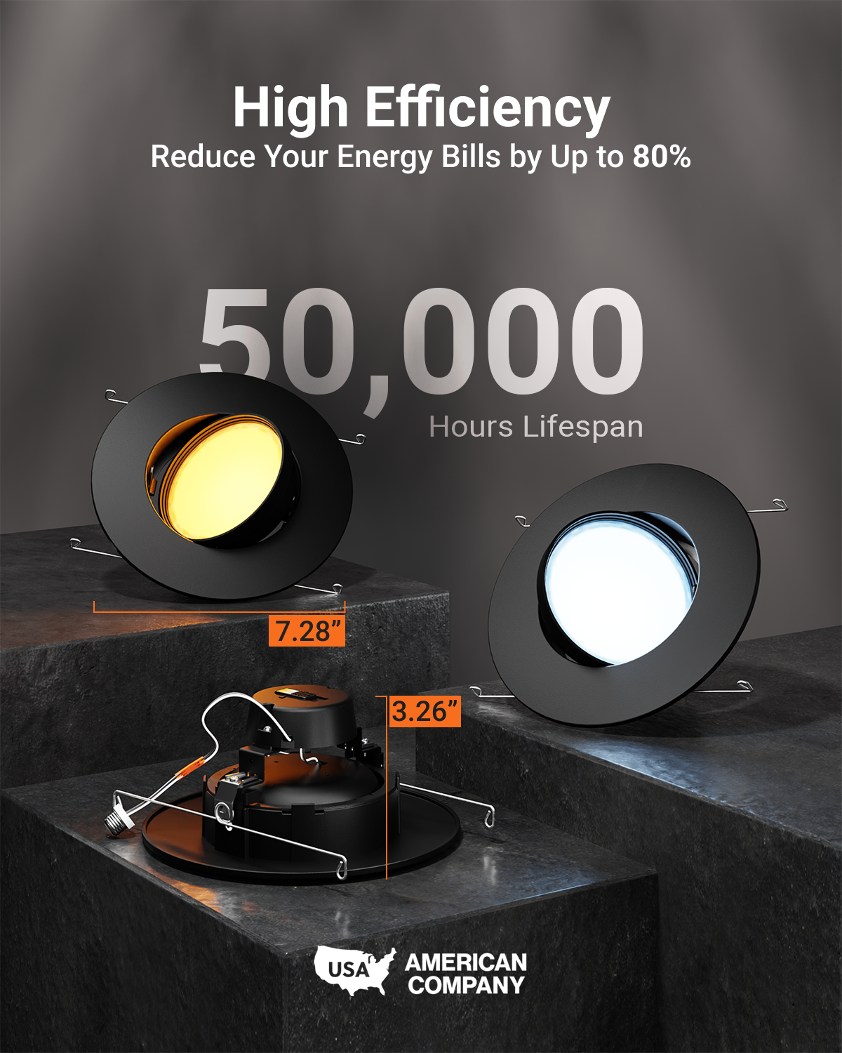 Convert to Sunco's LED adjustable gimbal downlights for instant energy savings (up to 85%).