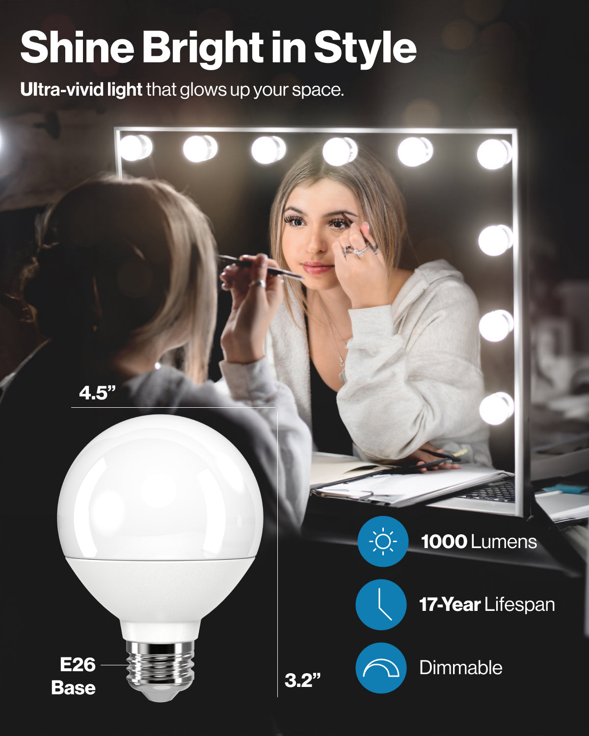 Emit radiance throughout your space with 1000 lumens of light.