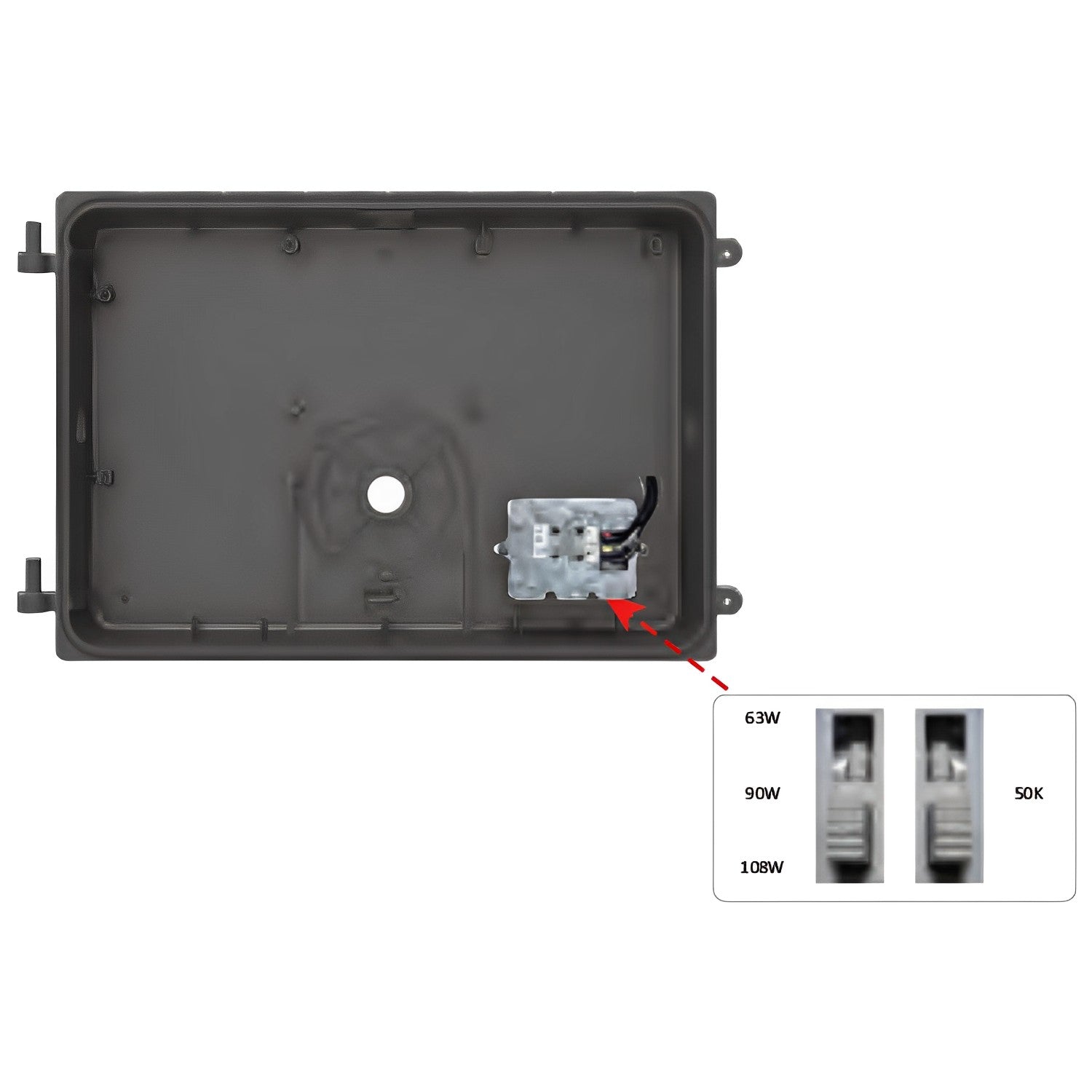 LED Wall Pack, Dusk to Dawn Photocell, 108W/90W/63W, Selectable Wattage & CCT, 14000 Lumens