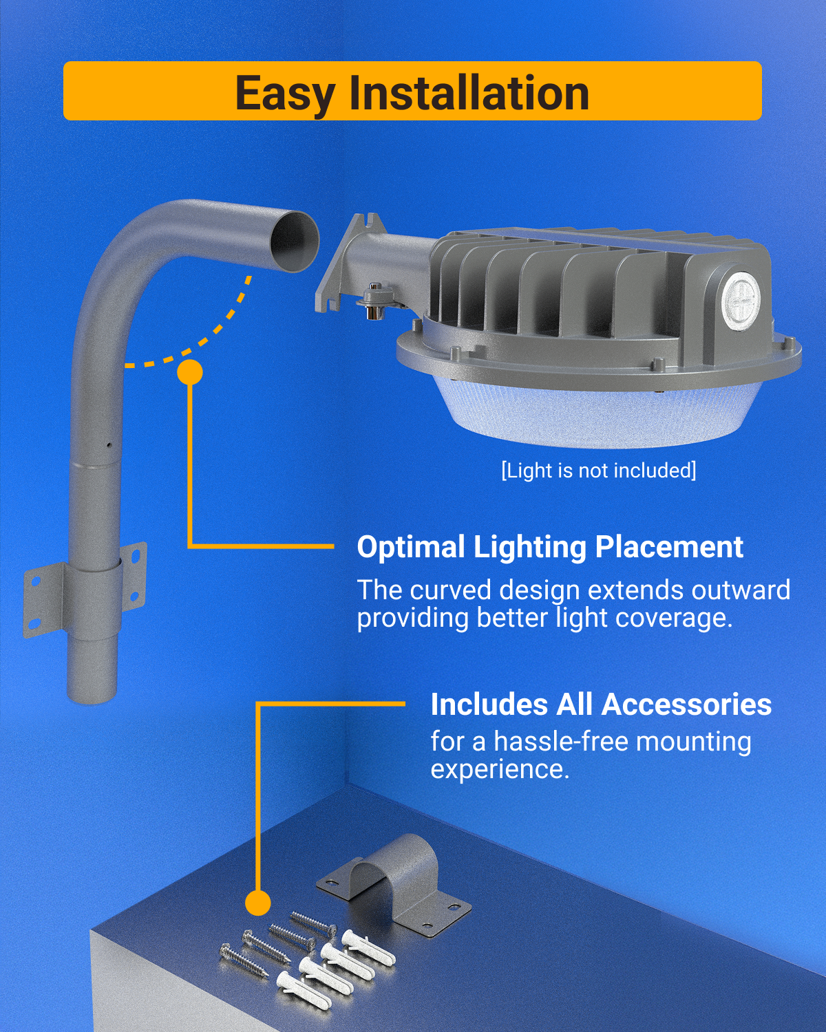 Install in two ways by mounting it or using a pole.