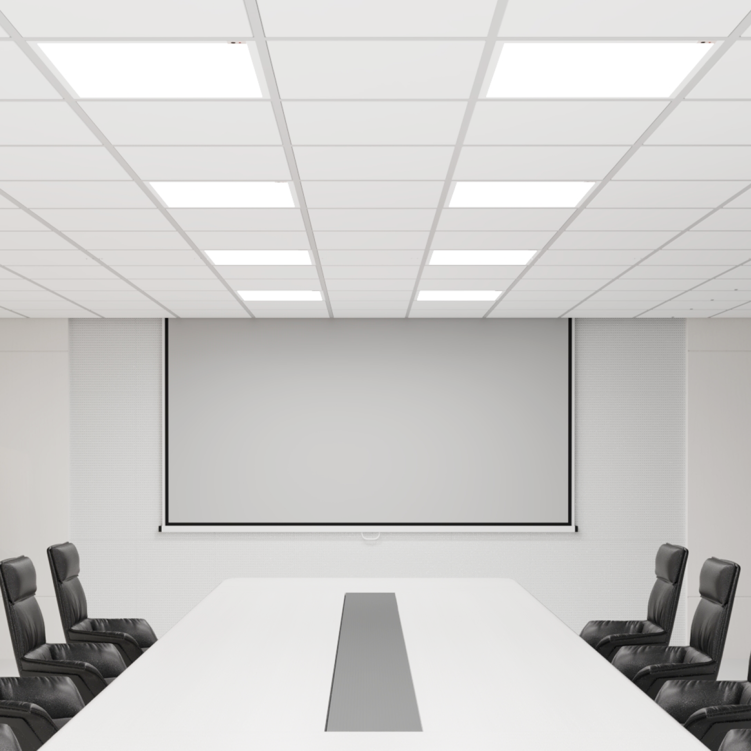 Sleek, low-profile design fits standard grid ceilings, ideal for offices, schools, and commercial spaces.