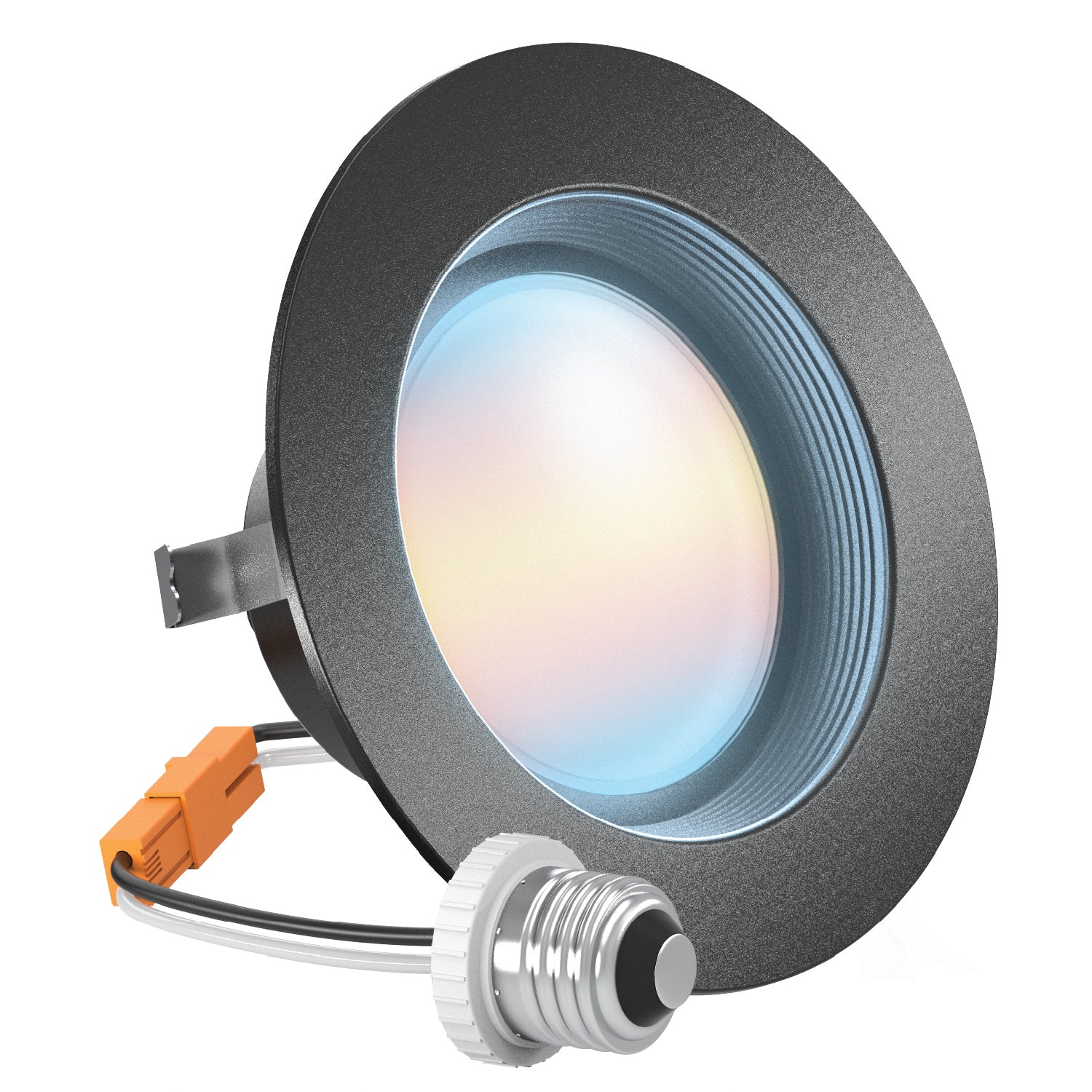 Recessed LED Retrofit Lighting, 4 Inch, Baffle, Black Trim, Selectable CCT, 600 Lumens