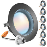 Recessed LED Retrofit Lighting, 4 Inch, Baffle, Black Trim, Selectable CCT, 600 Lumens