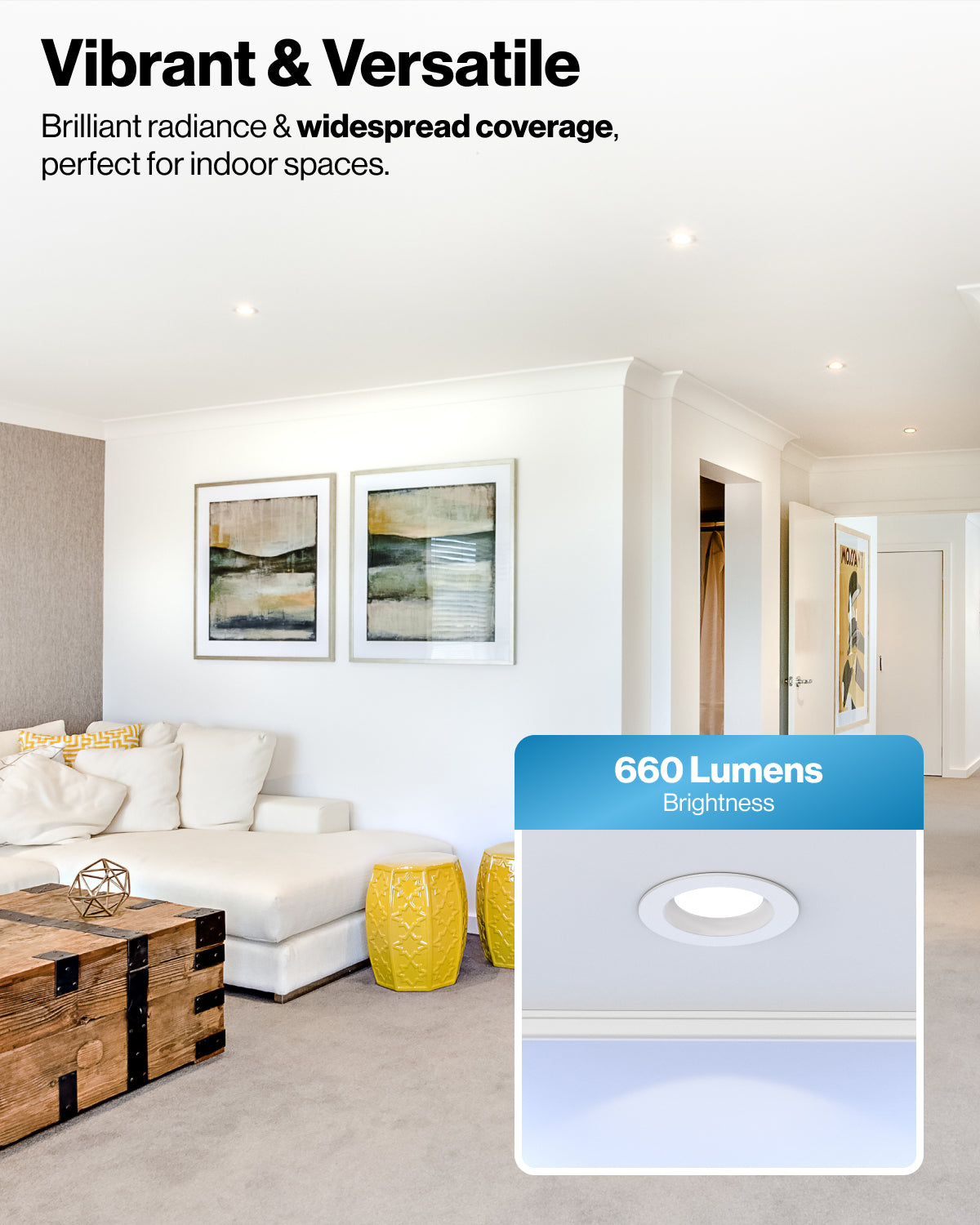 Recessed LED Retrofit Lighting, 4 Inch, Smooth, Selectable CCT (3000K-6500K), 660 Lumens