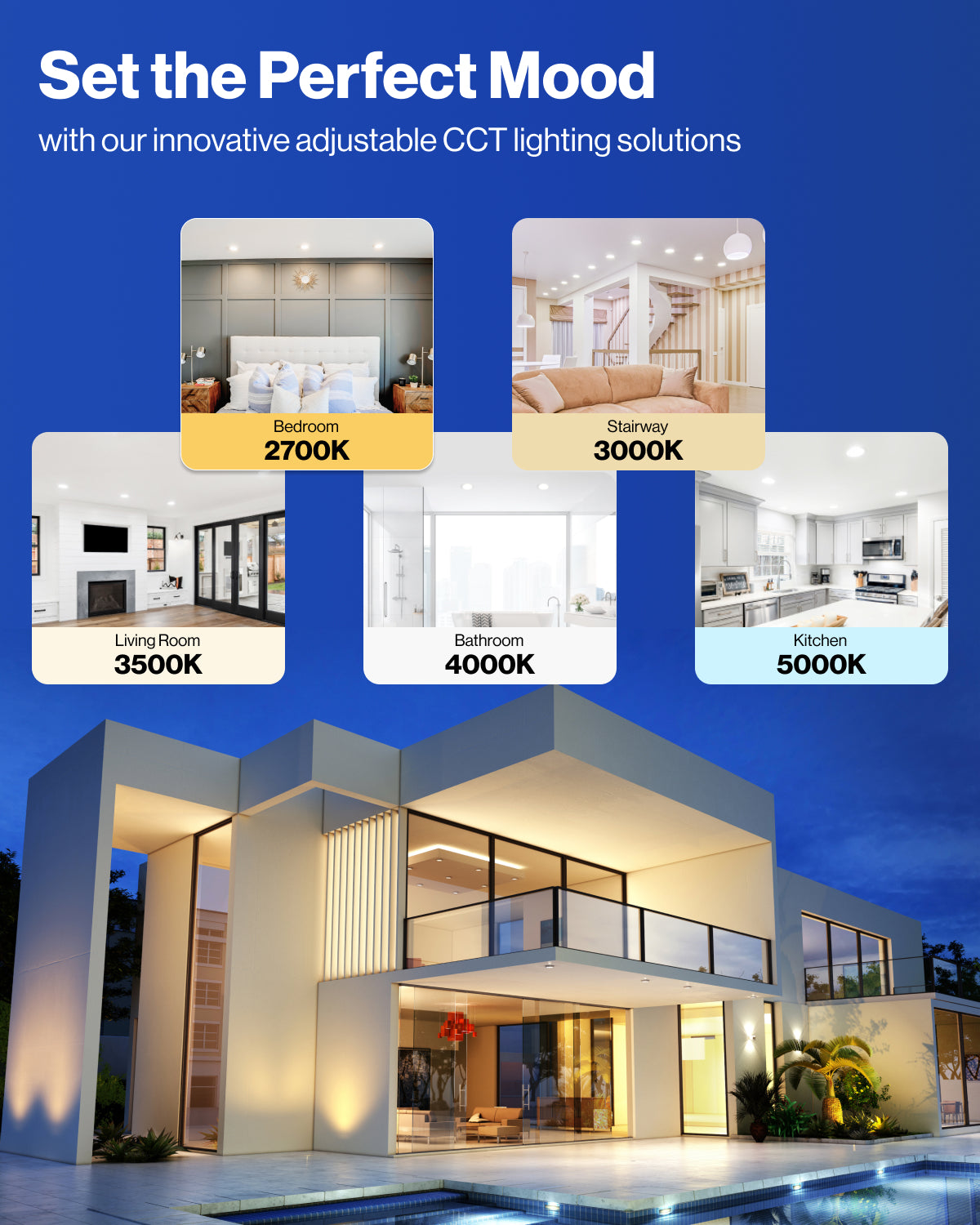Illuminate your space with selectable hues that are also ideal for visual sensitivity.