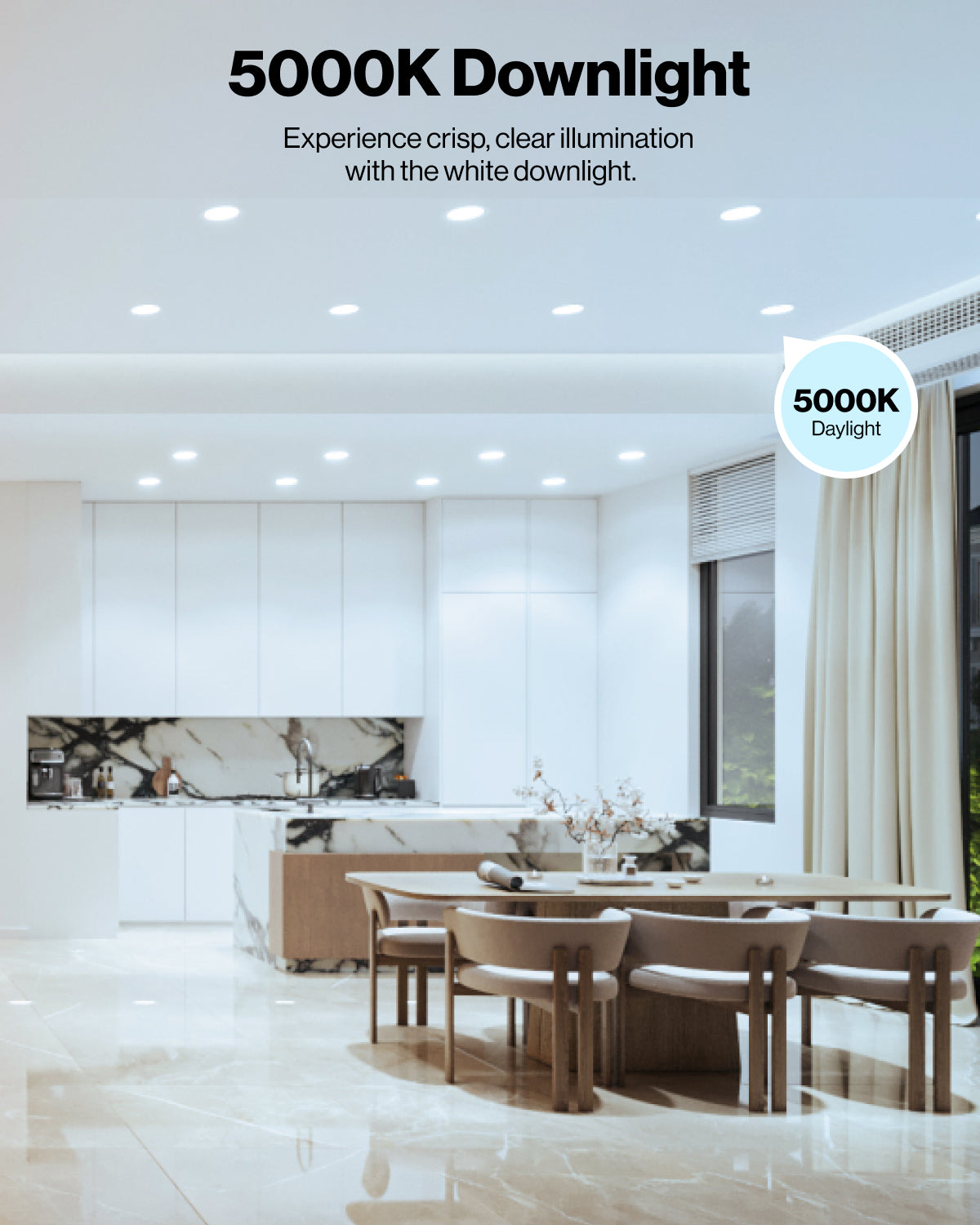 The 6" Smart Slim Light by Sunco provides instant bright light in various color temperature options to suit the look and feel of your space.