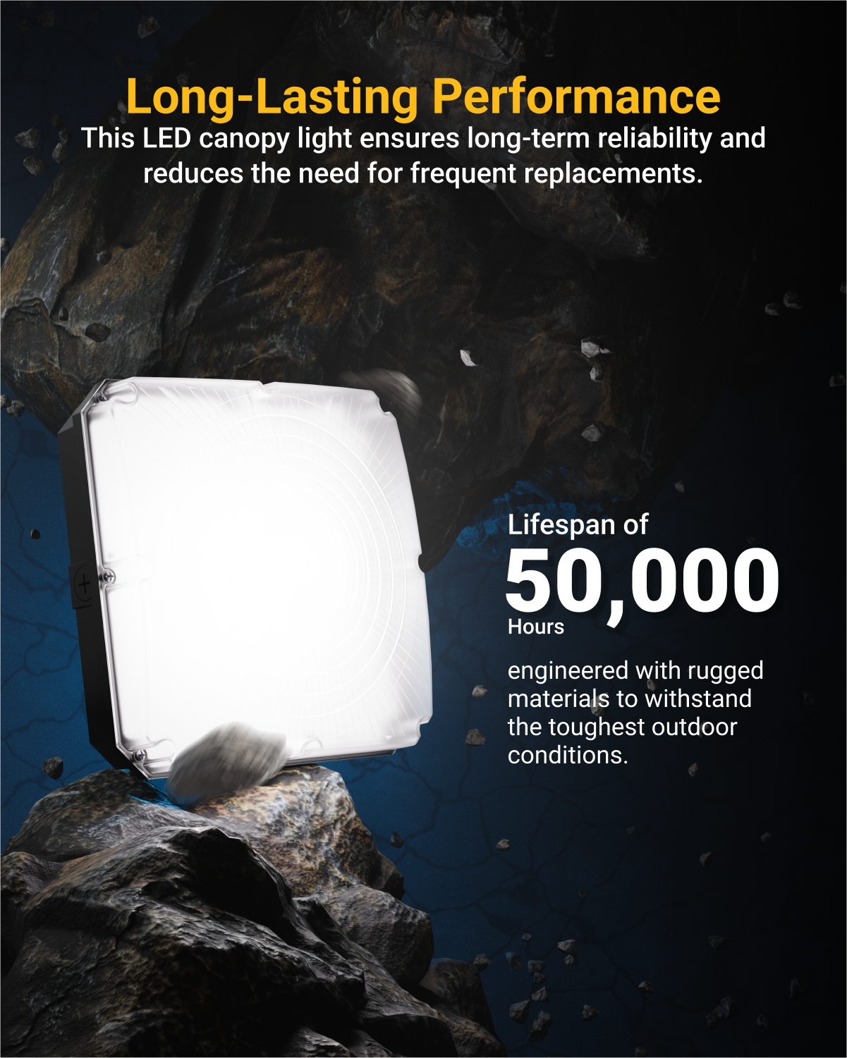 Sealed housing for outdoor spaces such as building entry ways and walkways, pathways and perimeter lighting.