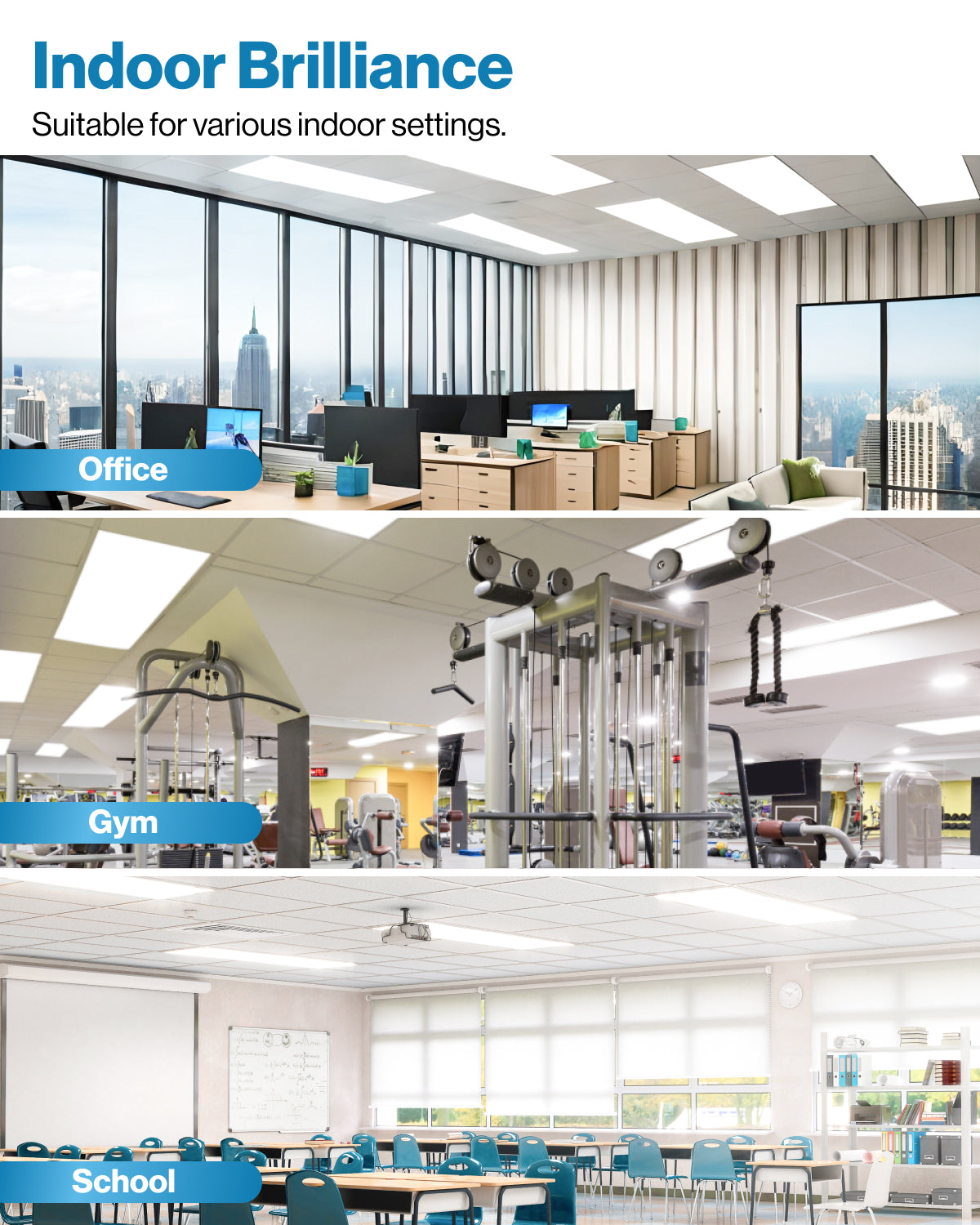 LED Ceiling Panel Light, 60W/50W/40W, 2x4, Selectable Wattage & CCT, 7700 Lumens