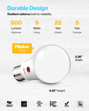 A19 LED Bulb, Dusk to Dawn Photocell, 800 Lumens