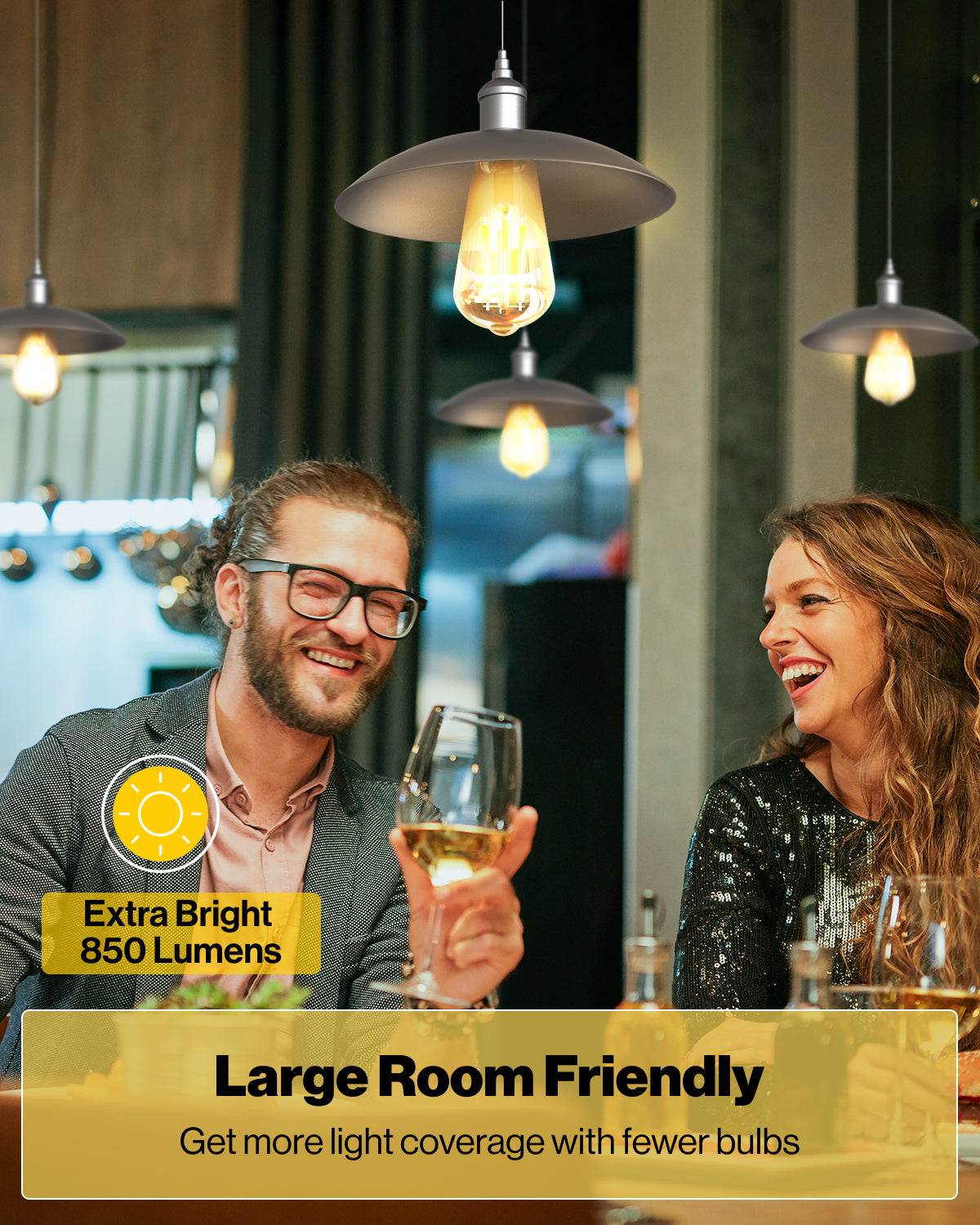 With its Edison-style filament, the ultra-bright bulbs add a classic touch to bathrooms, kitchens, dining rooms, common spaces, and more.