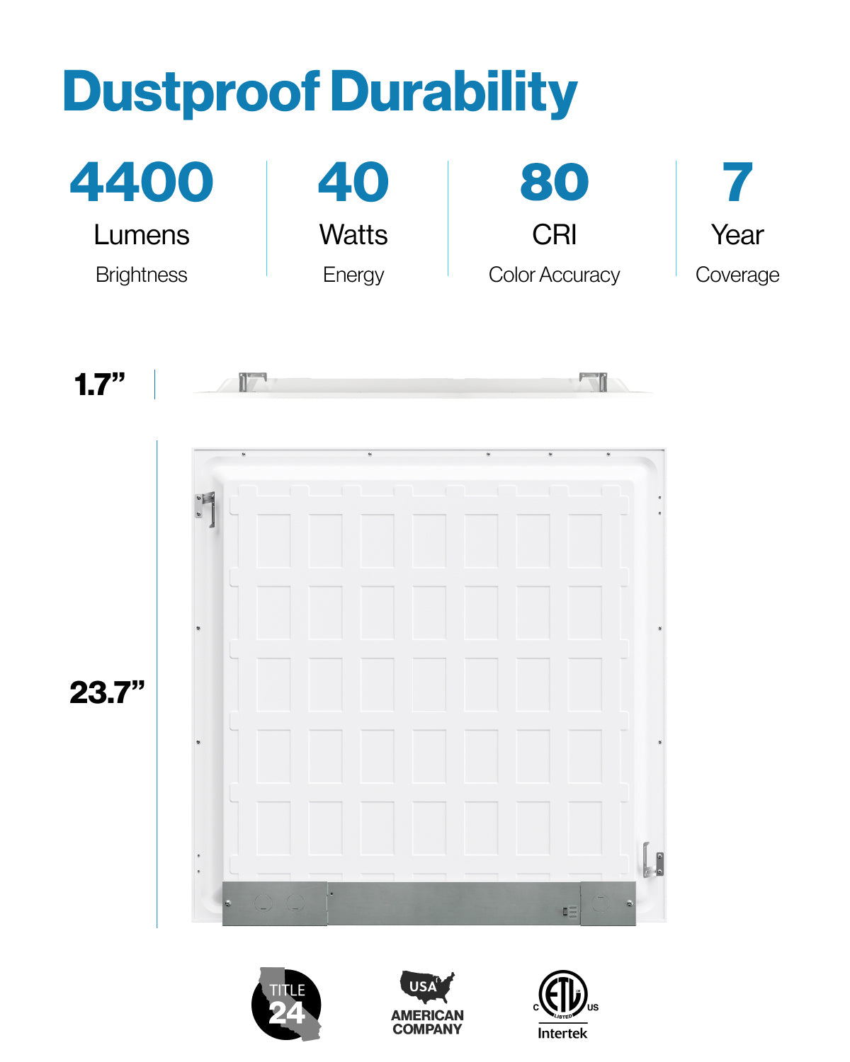 LED Ceiling Panel Light, 40W, 2x2, Selectable CCT, 4400 Lumens