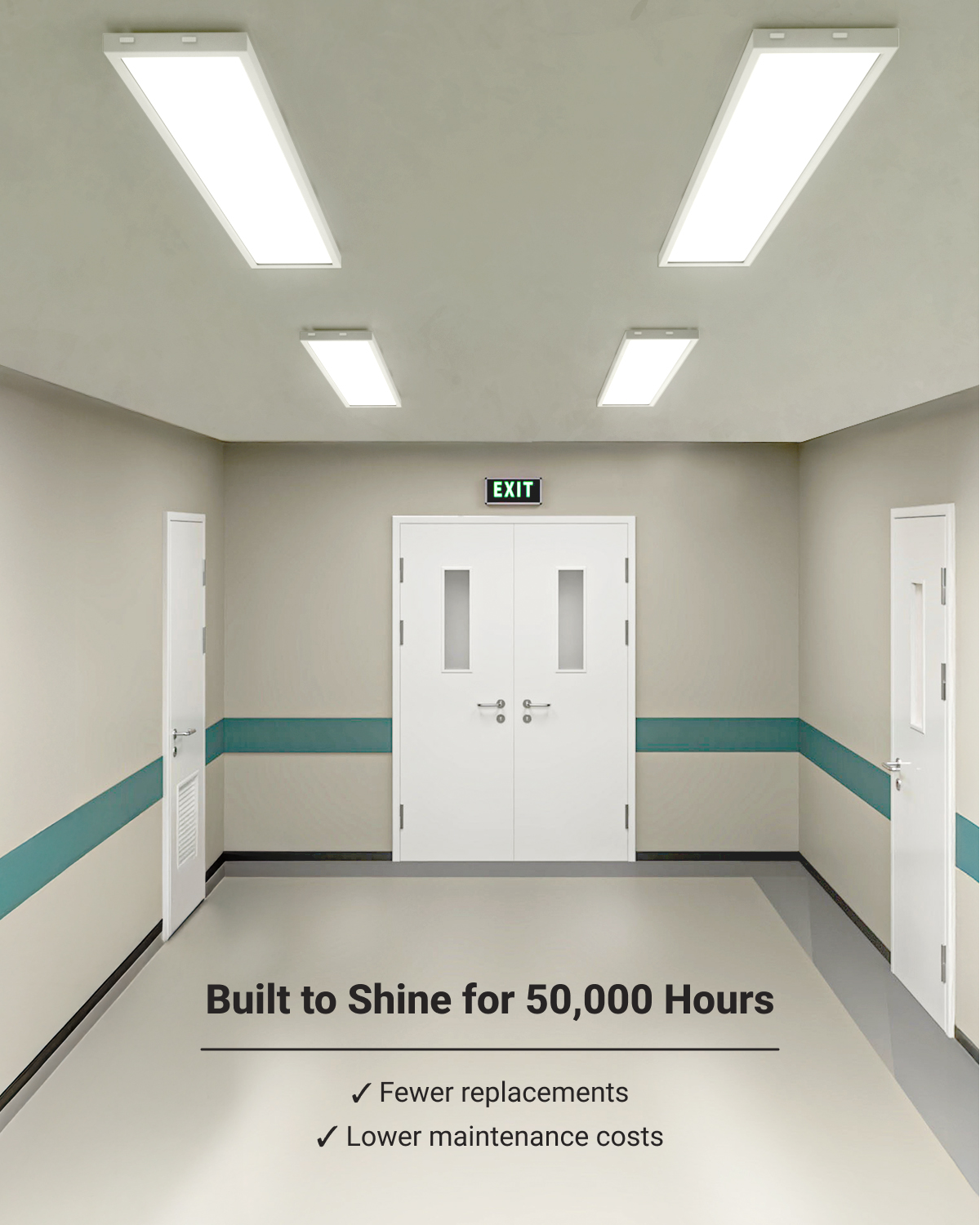 LED Ceiling Panel Light, 50W/40W/30W, 1x4, Selectable CCT, 5700 Lumens