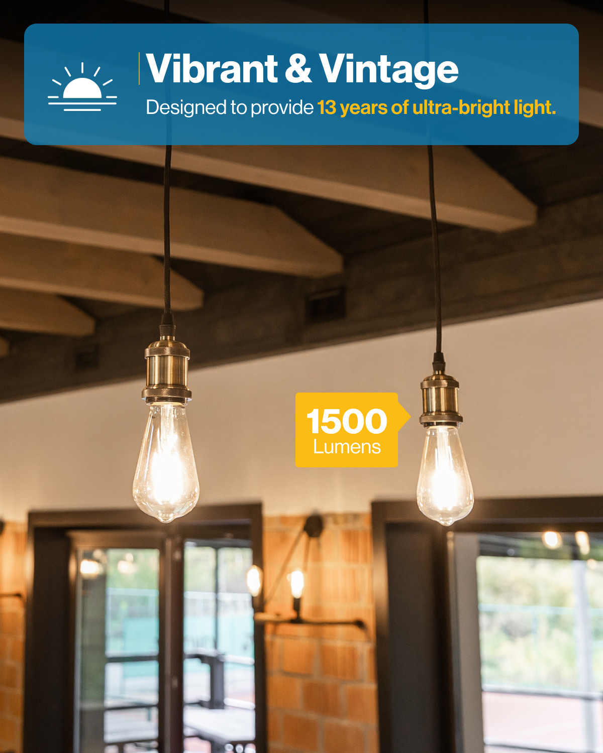 Ultra-Bright ST64 LED Bulb, Filament, 1500 Lumens