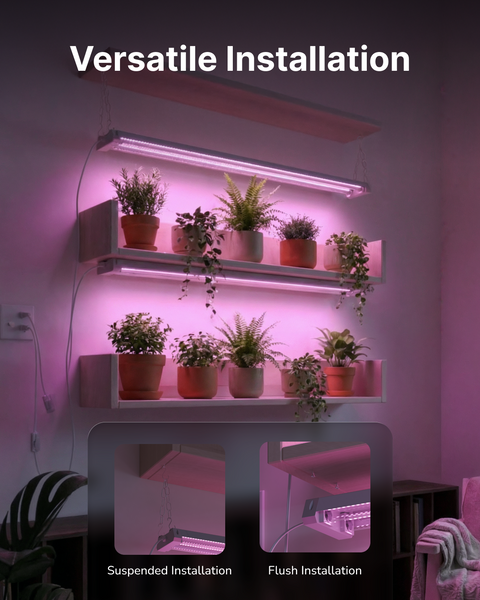 lighting for plant growth Sunco 4FT LED Grow Light for Indoor Plants 40W, Full Spectrum, Hanging Suspended Fixture, Linkable, Plug in, Greenhouse Year Round for Indoor Plants