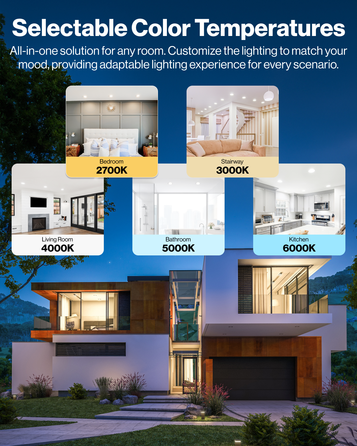 Illuminate your space with selectable hues that are also ideal for visual sensitivity.