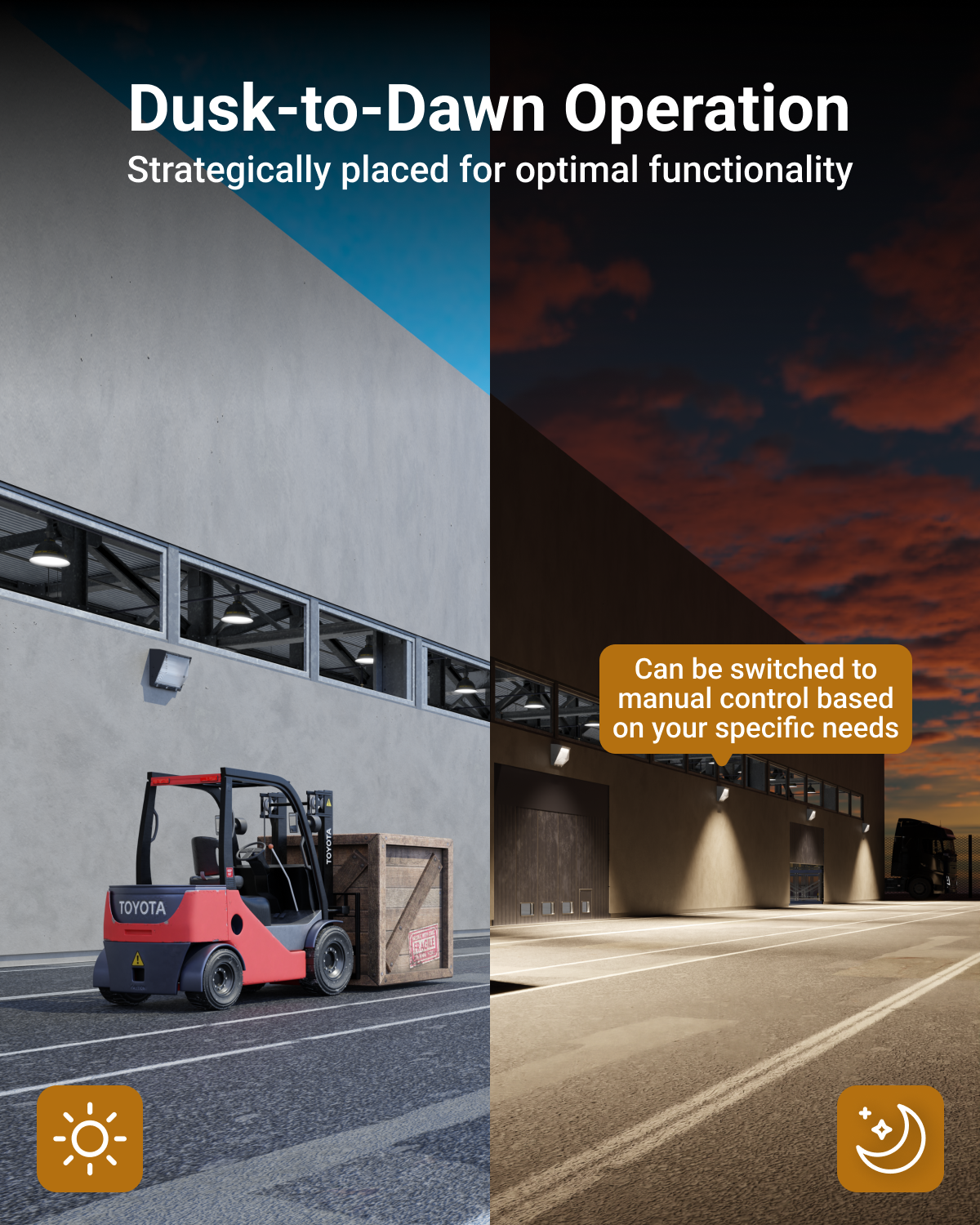 Enjoy peace of mind knowing your outdoor areas are illuminated when needed.