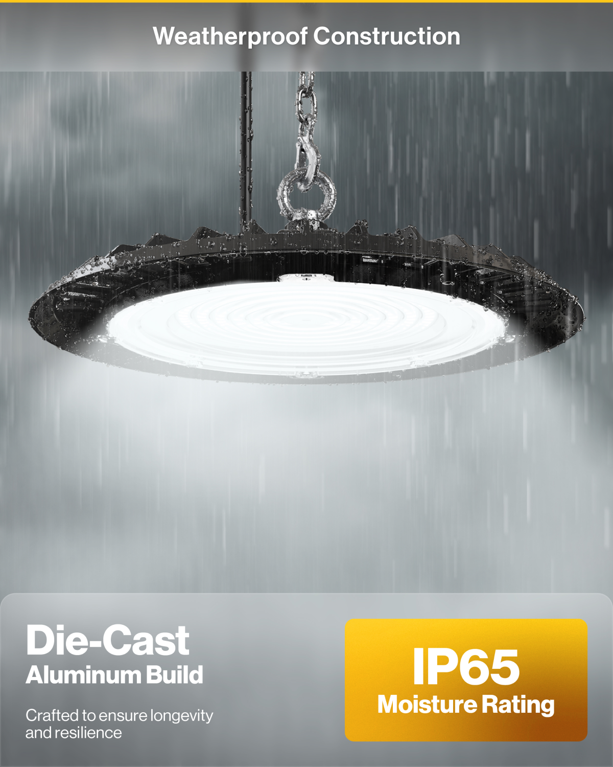 UFO High Bay 150W Plug & Play LED Fixture, 2-Step Install, 19500 Lumens
