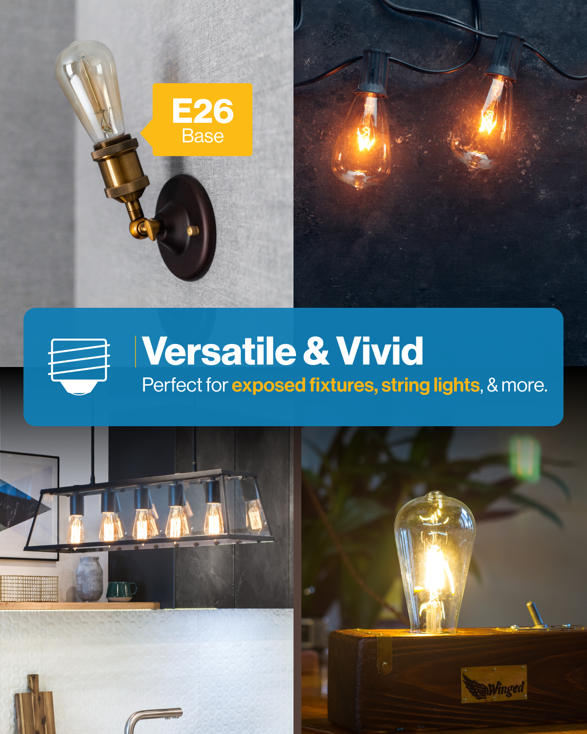 Ultra-Bright ST64 LED Bulb, Filament, 1500 Lumens