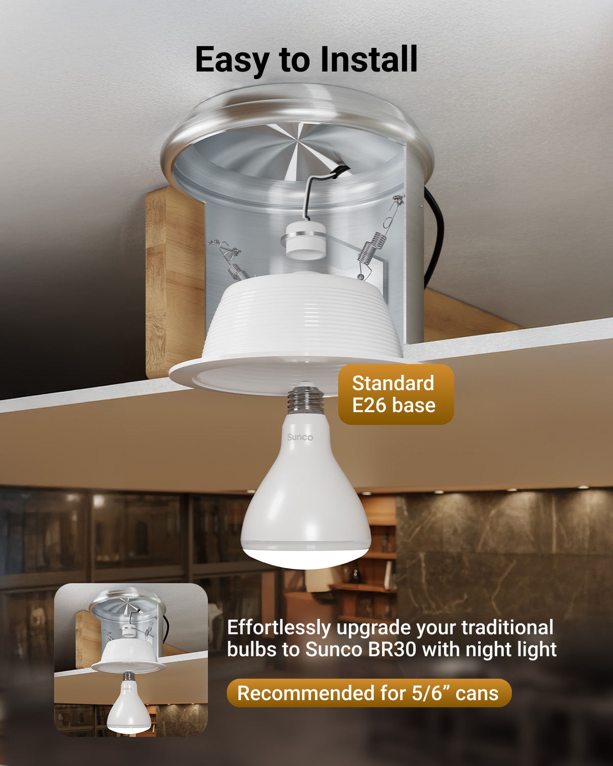 Installation is hassle-free, thanks to the standard E26 base, which is compatible with a wide range of fixtures.