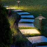 Brass Landscape Pathway Light, Smooth Small Hooded, Low Voltage, Plastic Spike Included