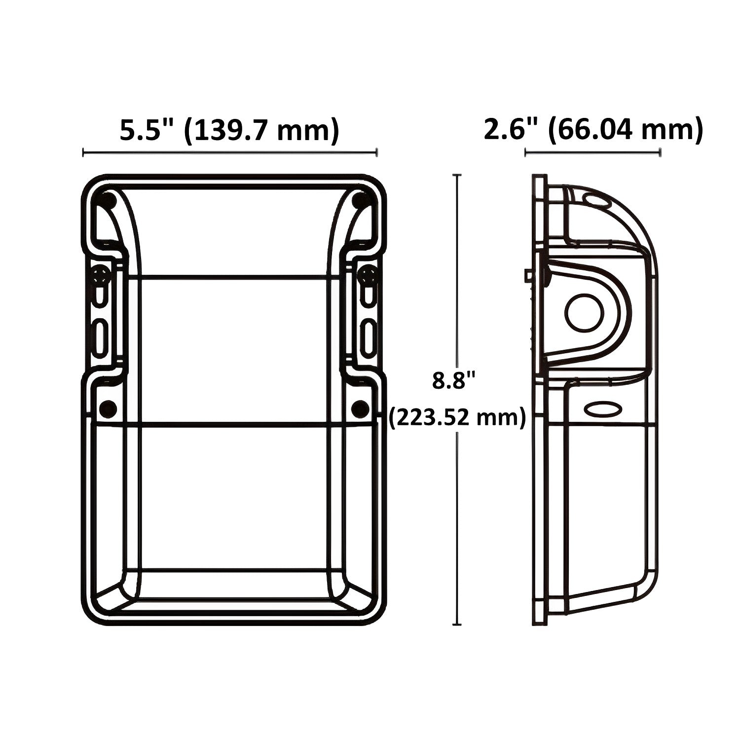Dimension of LED Wall Pack Fixture with Dusk to Dawn Photocell Sensor, 25W/20W/15W, 3000lm, 3000K/4000K/5000K, 100-277V, IP66 Waterproof, Bronze Finish