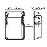Dimension of LED Wall Pack Fixture with Dusk to Dawn Photocell Sensor, 25W/20W/15W, 3000lm, 3000K/4000K/5000K, 100-277V, IP66 Waterproof, Bronze Finish