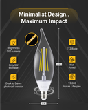CA11 LED Candelabra Bulb, Dusk to Dawn Photocell, Filament, 500 Lumens
