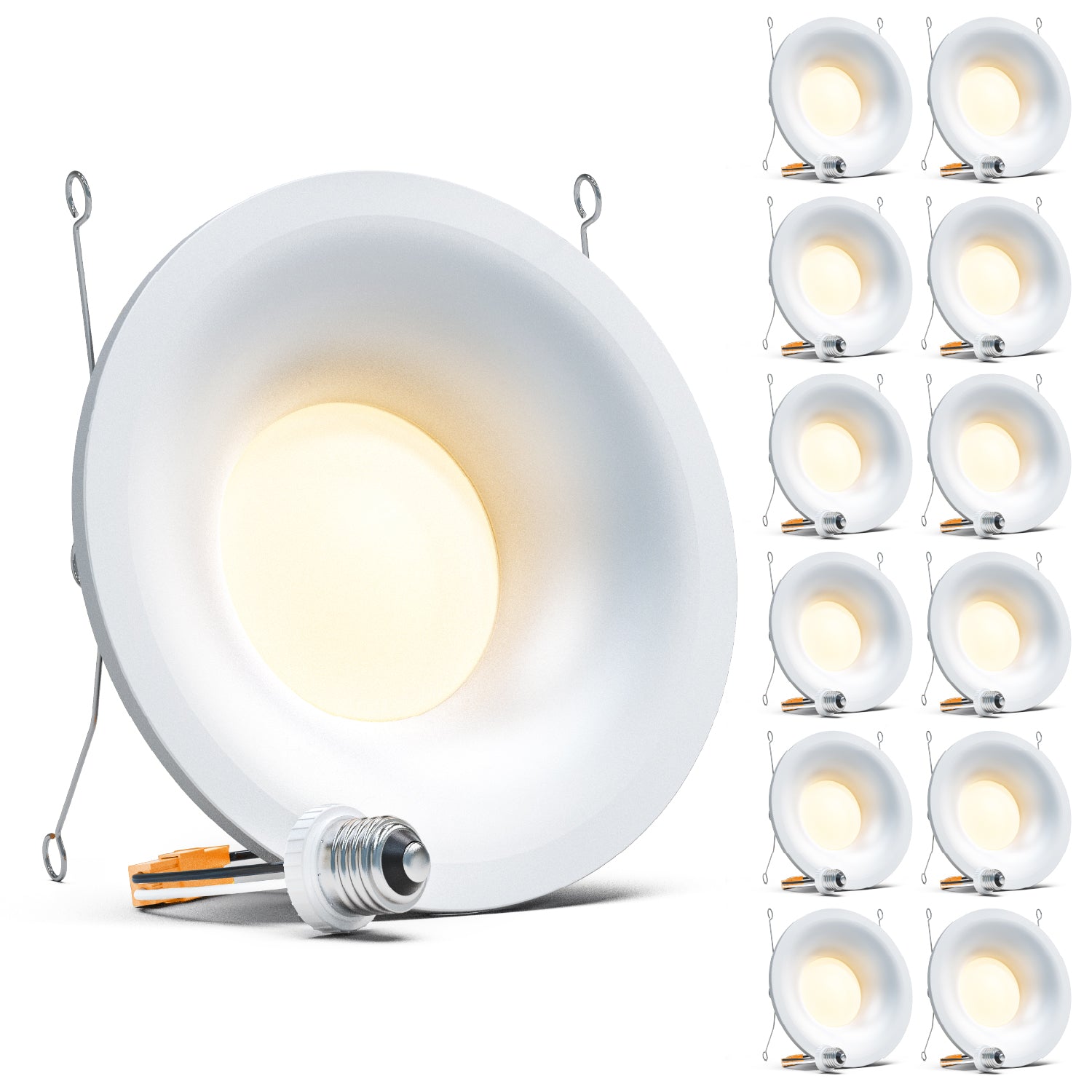 Recessed LED Retrofit Lighting, Curved Trim Design, 5/6 Inch, Selectable CCT, 1000 Lumens