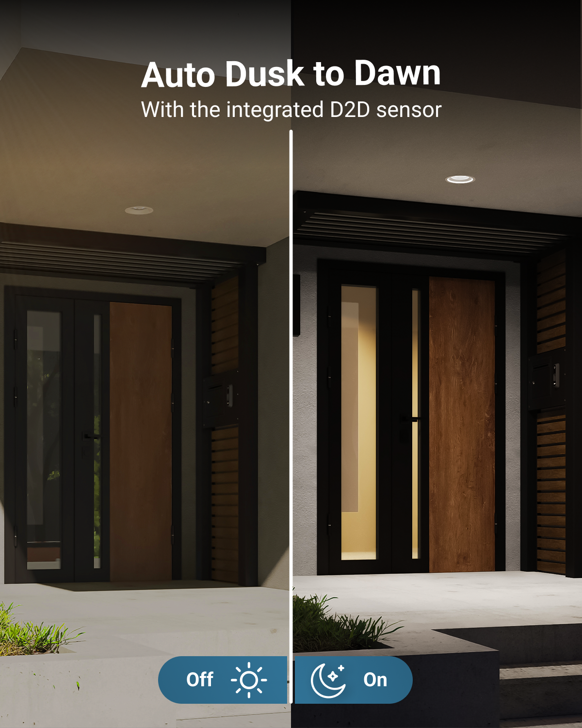 The photocell sensor detects light levels to act as automatic night light. Flip the switch on to activate the sensor. Just set it and forget it!