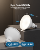 The standard E26 base makes the bulb compatible with most fixtures.