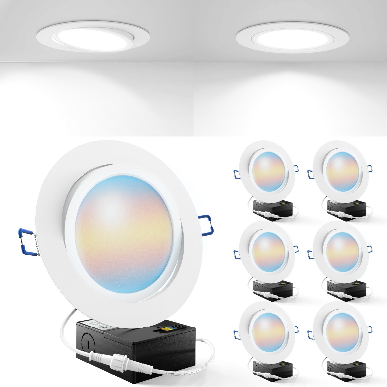 Recessed LED Lighting, 6 Inch, Slim Gimbal, Selectable CCT, 850 Lumens