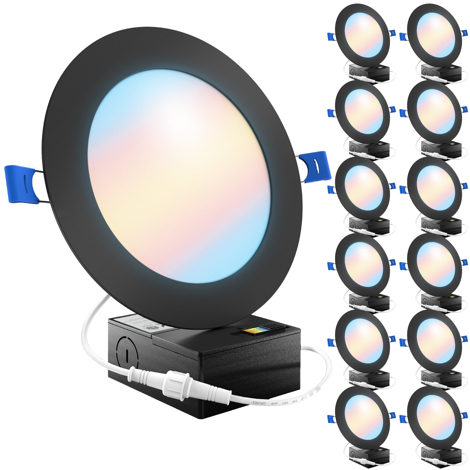 Recessed LED Lighting, 6-Inch, Slim, Wafer Thin, Black Trim, 14W, 850 Lumens