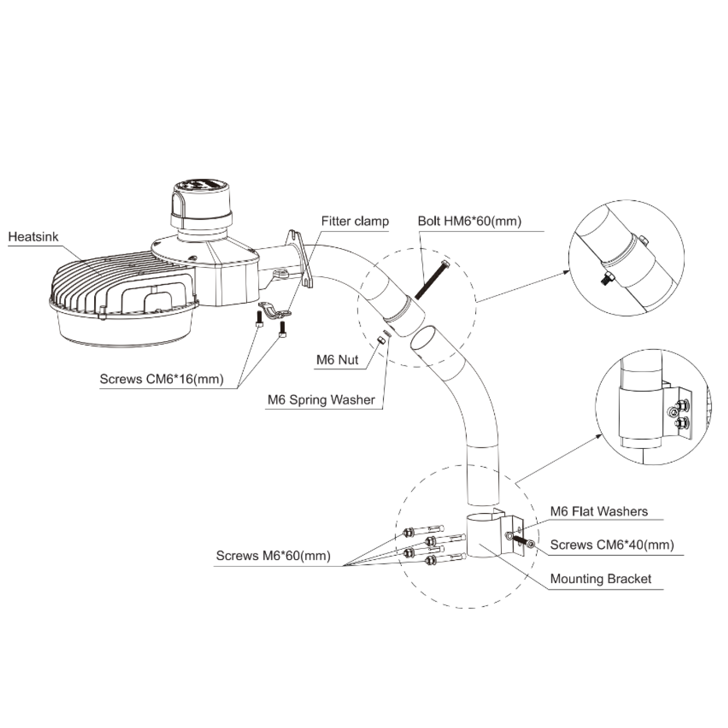 Mounting Arm Kit for Silver Gray LED Barn Lights