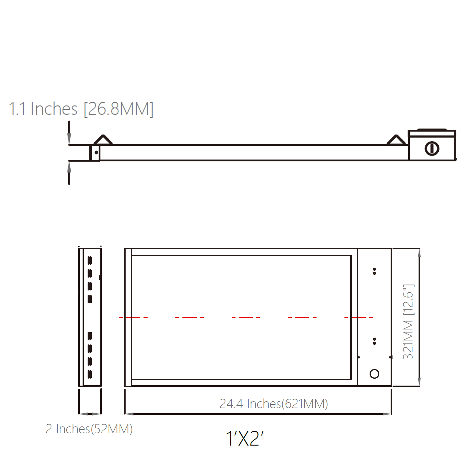 LED Linear High Bay, 2ft, 160W/128W/96W, Selectable Wattage & CCT, 24000 Lumens