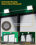 The built-in photocell sensor detects light levels and automatically turns off after sunset.