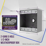 Enerlites 1/2 in. 2-Gang 5-Holes Weatherproof Box