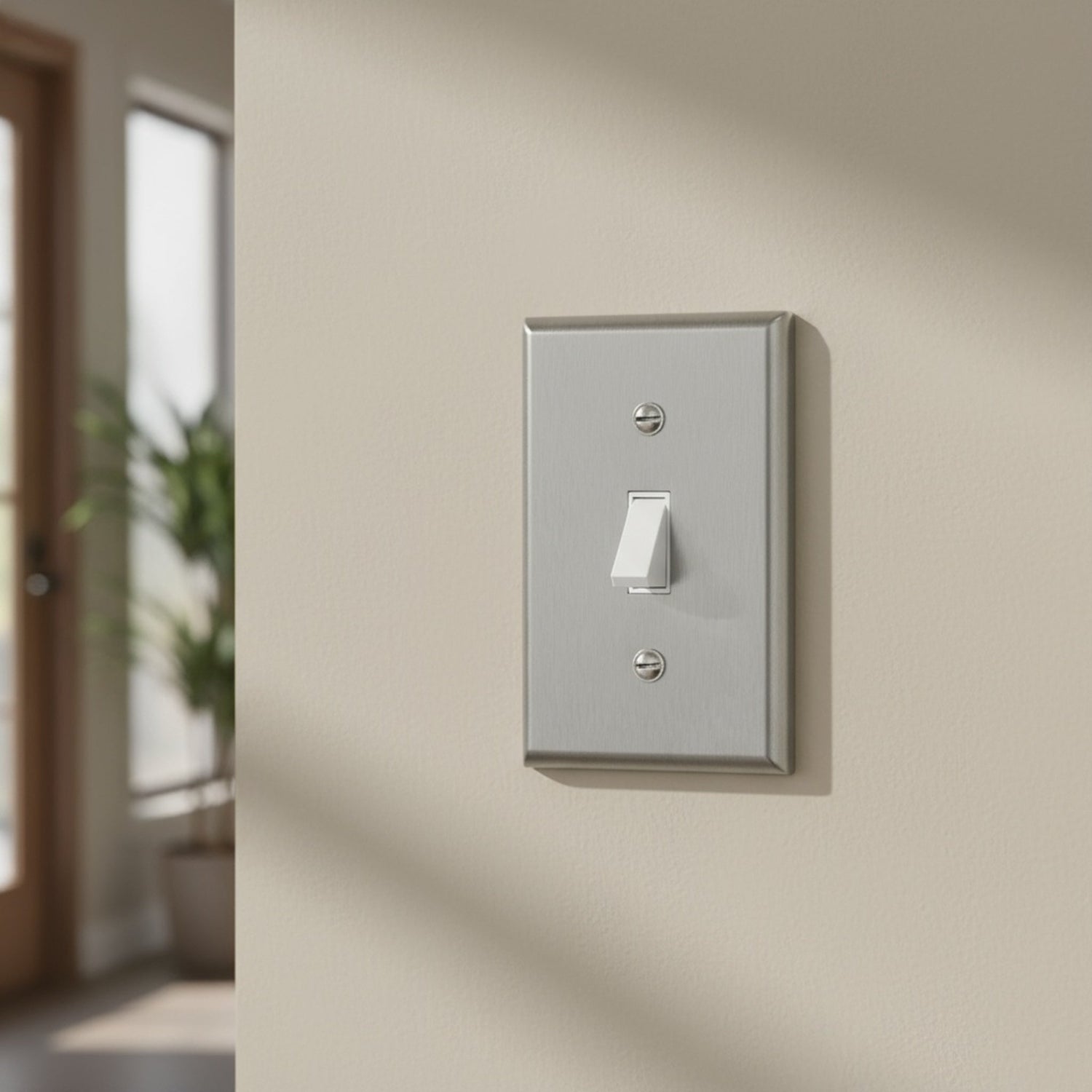 Enerlites Antimicrobial Toggle Switch One-Gang Metal Wall Plate, Mid-Size