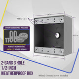 Enerlites 1/2 in. 2-Gang 3-Holes Weatherproof Box