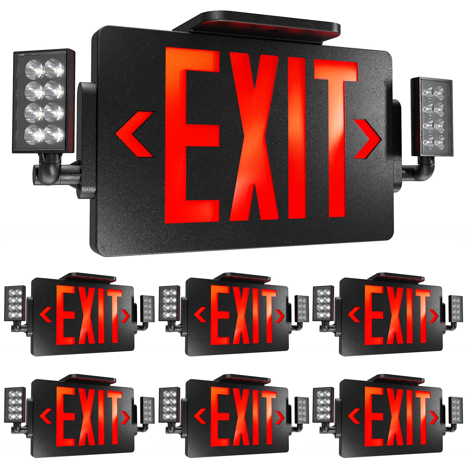 Black 2 Head LED Exit Sign
