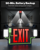 In case of a power outage, the included backup battery automatically illuminates the fixture and lights the way to safety for 90 minutes.