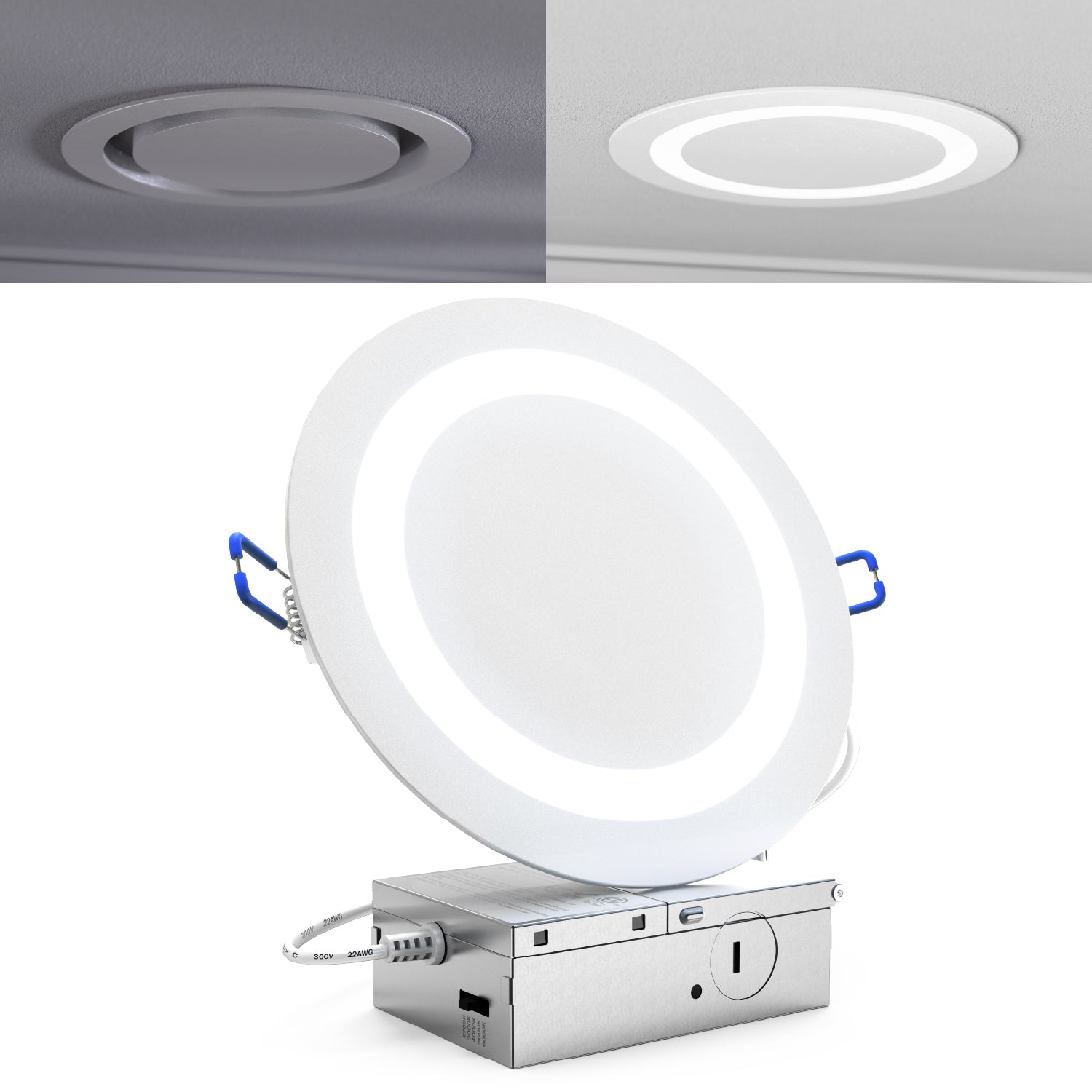 The LED Eclipse Downlight features advanced edge-lit technology for uniform, glare-free illumination across any surface.
