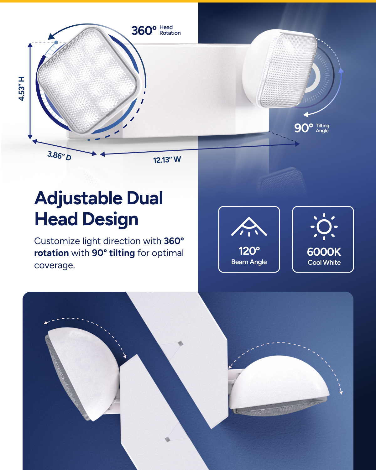 2 Head LED Emergency Light