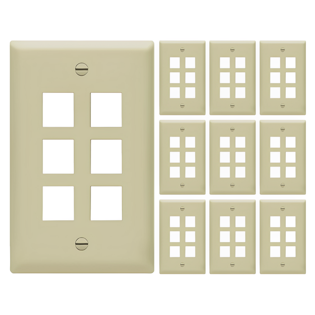 Enerlites Multimedia Face Plates 6-Port 1-Gang Keystone