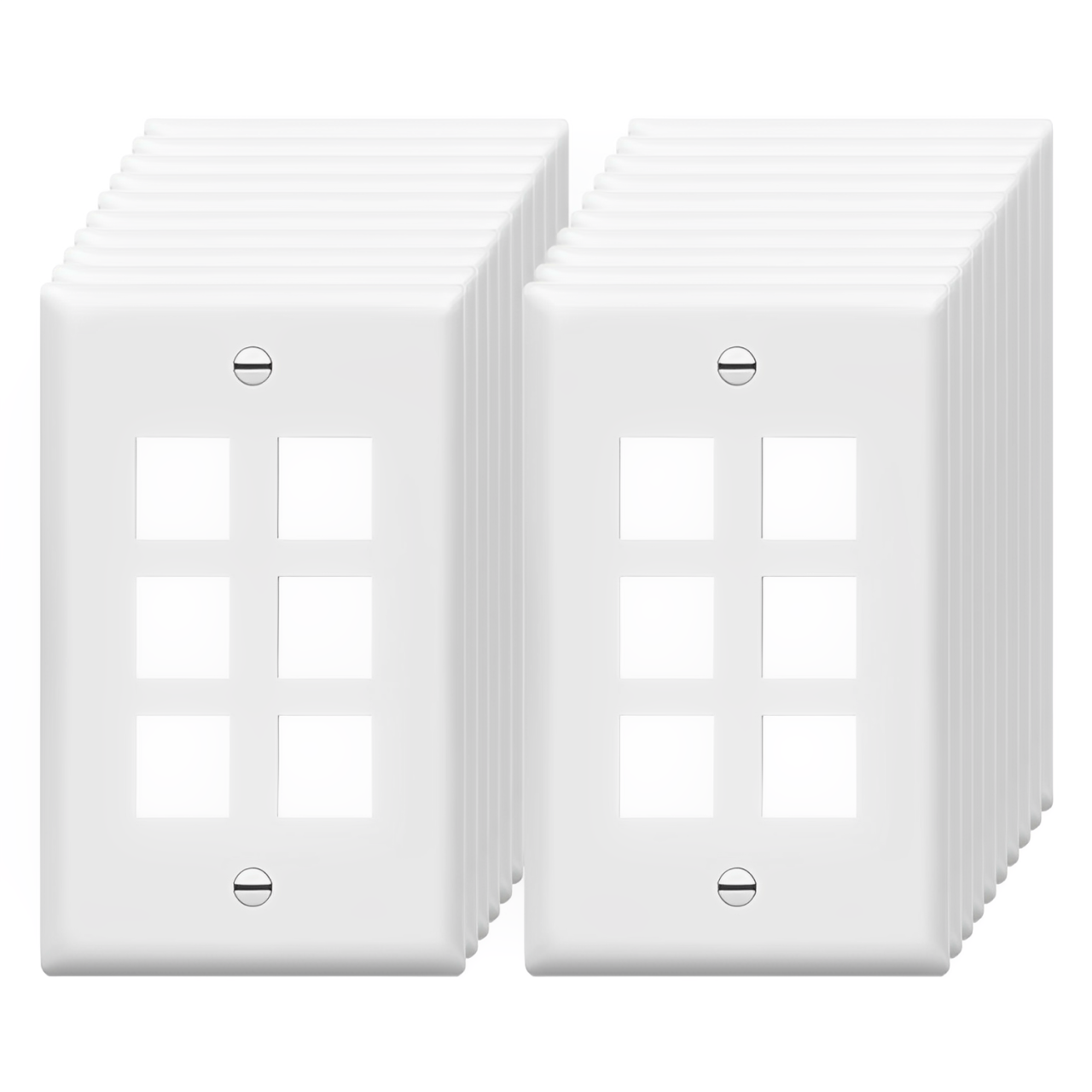 Enerlites Multimedia Face Plates 6-Port 1-Gang Keystone